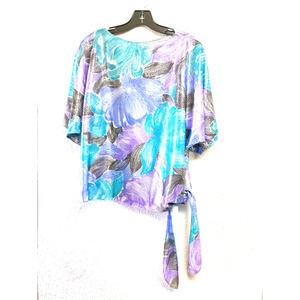 Vtg Siasia New York Raglan Sleeve Shiny Top Blouse XS